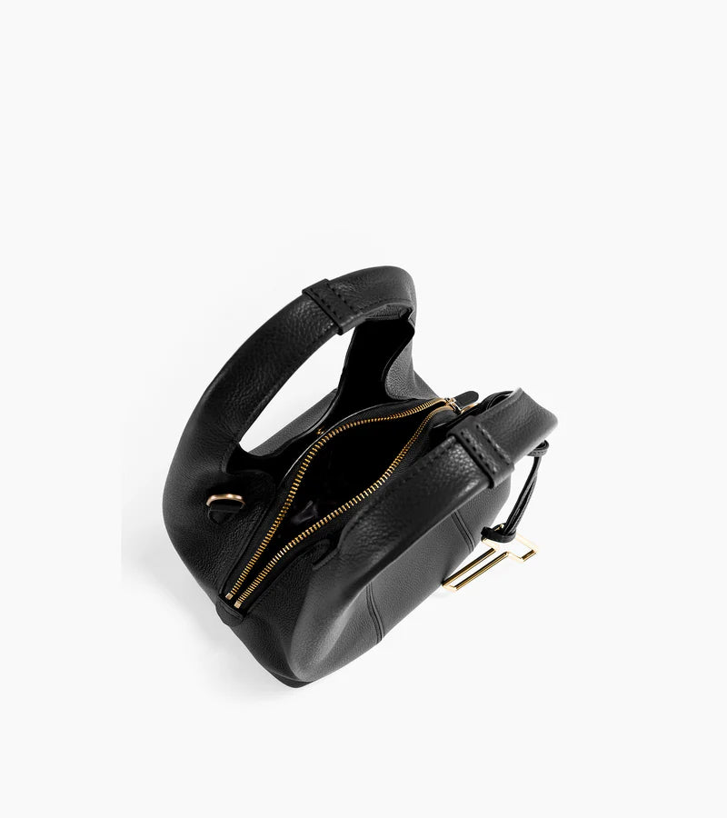 Le Tanneur. Sac à main en cuir grainé noir Juliette