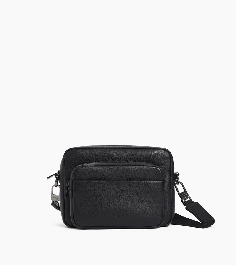Le Tanneur Petit sac bandoulière cuir grainé noir Marceau