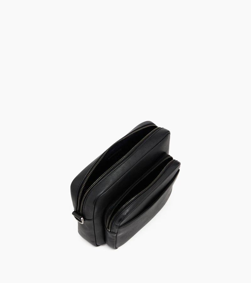 Le Tanneur Petit sac bandoulière cuir grainé noir Marceau