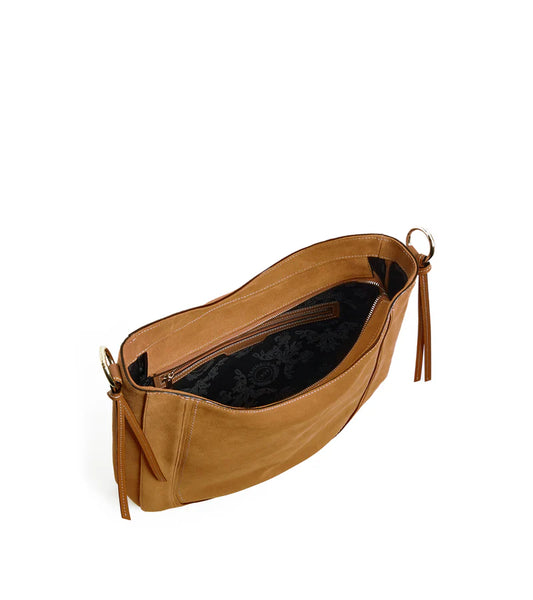 Le Tanneur. Sac Hobo moyen modèle cuir nubuck grainé