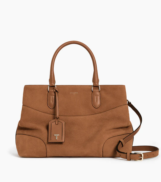 Le Tanneur. Grand sac à main cuir nubuck grainé.